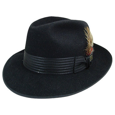 Dobbs Harvey Center Dent Fedora in Black #color_ Black