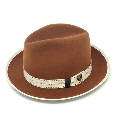 Dobbs Leviathan Center Dent Wool Fedora in Cognac #color_ Cognac