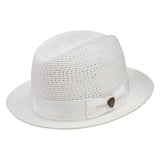 Dobbs Madison Vented Center Dent Milan Straw Fedora in White #color_ White