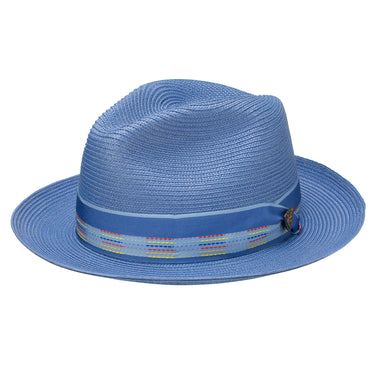 Dobbs Multiline Straw Fedora in Perriwinkle #color_ Perriwinkle