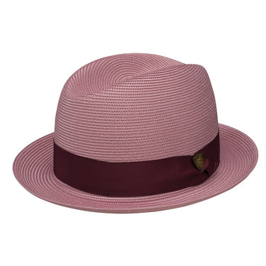 Dobbs Parker Center Dent Milan Straw Fedora in Mauve #color_ Mauve