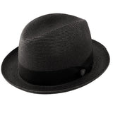 Dobbs Parker Center Dent Milan Straw Fedora in Black #color_ Black