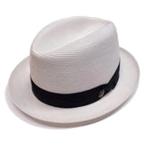 Dobbs Parker Center Dent Milan Straw Fedora in White #color_ White