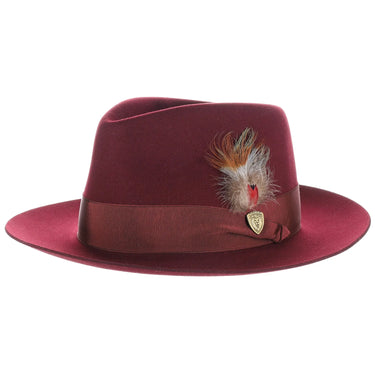 Dobbs Prescott Wool and Fur Felt Fedora in Burgundy #color_ Burgundy