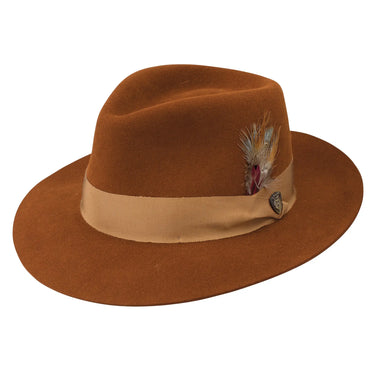 Dobbs Prescott Wool and Fur Felt Fedora in Cognac #color_ Cognac