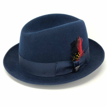 Dobbs Randall Center Dent Wool Felt Homburg in Navy #color_ Navy