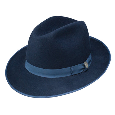 Dobbs Regalis B Center Dent Wool Felt Fedora in Navy #color_ Navy