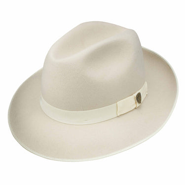 Dobbs Regalis B Center Dent Wool Felt Fedora in Bone #color_ Bone