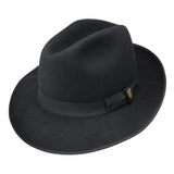 Dobbs Regalis B Center Dent Wool Felt Fedora in Black #color_ Black