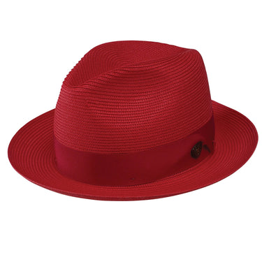 Dobbs Rosebud Milan Straw Fedora in Red #color_ Red