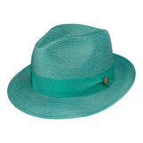 Dobbs Rosebud Milan Straw Fedora in Turquoise #color_ Turquoise