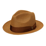 Dobbs Rosebud Milan Straw Fedora in Cognac #color_ Cognac