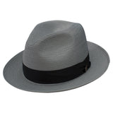 Dobbs Rosebud Milan Straw Fedora in Grey #color_ Grey