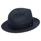 Dobbs Rosebud Milan Straw Fedora in Navy #color_ Navy