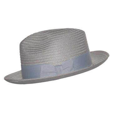 Dobbs Steve Harvey in Grey Milan Straw Fedora in Grey #color_ Grey