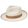 Dobbs Thumbs Up Milan Straw Fedora in Ivory / Cognac #color_ Ivory / Cognac