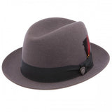 Dobbs Woodmere Center Dent Wool Felt Fedora in Steel #color_ Steel