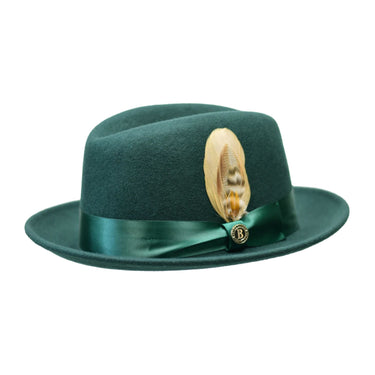 Bruno Capelo Florence Wool Felt Trilby Hat in Hunter Green #color_ Hunter Green