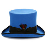 Ferrecci Premium Top Hat in Royal Blue & Black Wool Victorian Elegance in #color_