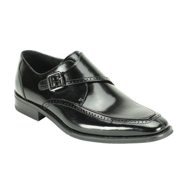 Giovanni Amato Genuine Leather Monk Strap Slip-On Shoe in Black #color_ Black