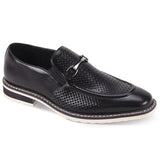 Giovanni Ferari Leather Horse-Bit Buckle Loafer in Black #color_ Black