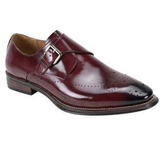 Giovanni Jeffery Leather Monkstrap Dress Shoe in Burgundy #color_ Burgundy