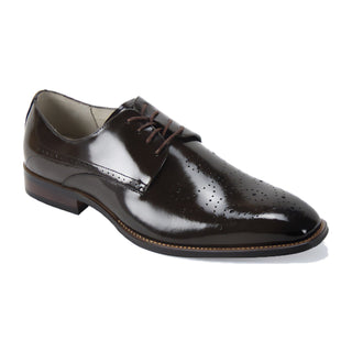 Giovanni Joel Perforated Patina Blucher Dress Shoe in Chocolate Brown #color_ Chocolate Brown