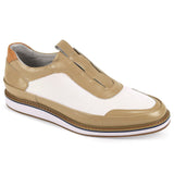 Giovanni Levi Leather Slip-On Trainers in Natural / White #color_ Natural / White