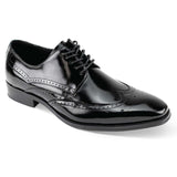 Giovanni Lincoln Genuine Leather Wingtip Mens Dress Shoe in Black #color_ Black