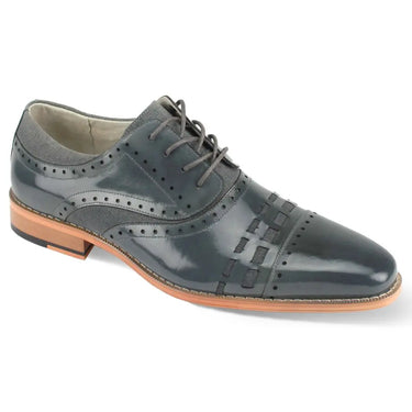 Giovanni Preston Genuine Leather Oxford Dress Shoes in Grey #color_ Grey