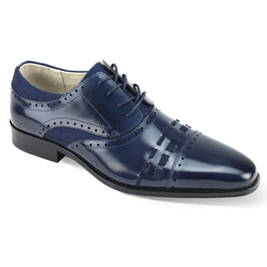 Giovanni Preston Genuine Leather Oxford Dress Shoes in Navy #color_ Navy