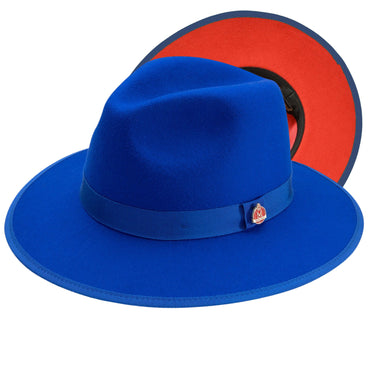 Montique Imperial Wide Brim Wool Red Bottom Fedora in Royal Red #color_ Royal Red