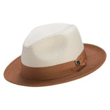 Montique Malik Straw Color Block Fedora in Cognac #color_ Cognac