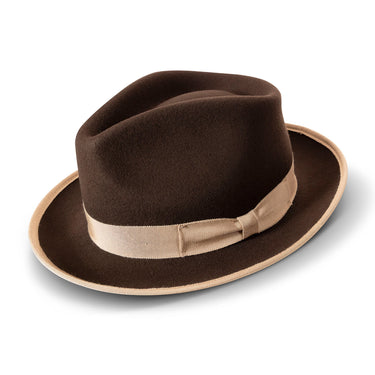 Montique Cornerstone Pinch Front Wool Fedora in Brown #color_ Brown