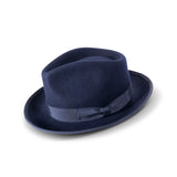 Montique Kingmaker Pinch Front Wool Fedora in Navy #color_ Navy