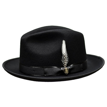 Bruno Capelo Hi Boi High Crown Wool Fedora in Black #color_ Black