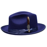 Bruno Capelo Hi Boi High Crown Wool Fedora in Navy #color_ Navy