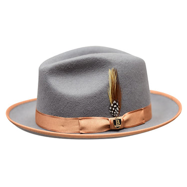 Bruno Capelo Hi Boi High Crown Wool Fedora in Graphite Grey Acorn #color_ Graphite Grey Acorn