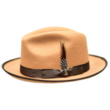 Bruno Capelo Hi Boi High Crown Wool Fedora in Camel Brown #color_ Camel Brown