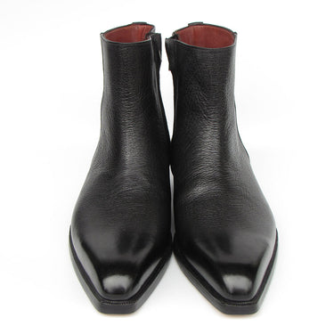 Paul Parkman Men's Black Floater Leather Side Zipper Boots in #color_