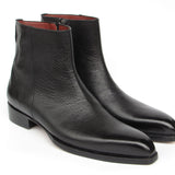 Paul Parkman Men's Black Floater Leather Side Zipper Boots in #color_