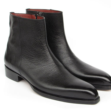 Paul Parkman Men's Black Floater Leather Side Zipper Boots in #color_