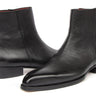 Paul Parkman Men's Black Floater Leather Side Zipper Boots in #color_