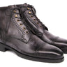 Paul Parkman Men's Gray & Black Hand-Painted Cap Toe Boots in #color_