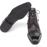 Paul Parkman Men's Gray & Black Hand-Painted Cap Toe Boots in #color_