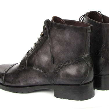 Paul Parkman Men's Gray & Black Hand-Painted Cap Toe Boots in #color_