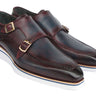 Paul Parkman Men's Smart Casual Monkstraps Blue & Bordeaux Patina in #color_