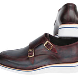 Paul Parkman Men's Smart Casual Monkstraps Blue & Bordeaux Patina in #color_