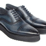 Paul Parkman Men's Smart Casual Cap Toe Oxford Shoes Navy Leather in #color_