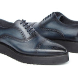 Paul Parkman Men's Smart Casual Cap Toe Oxford Shoes Navy Leather in #color_